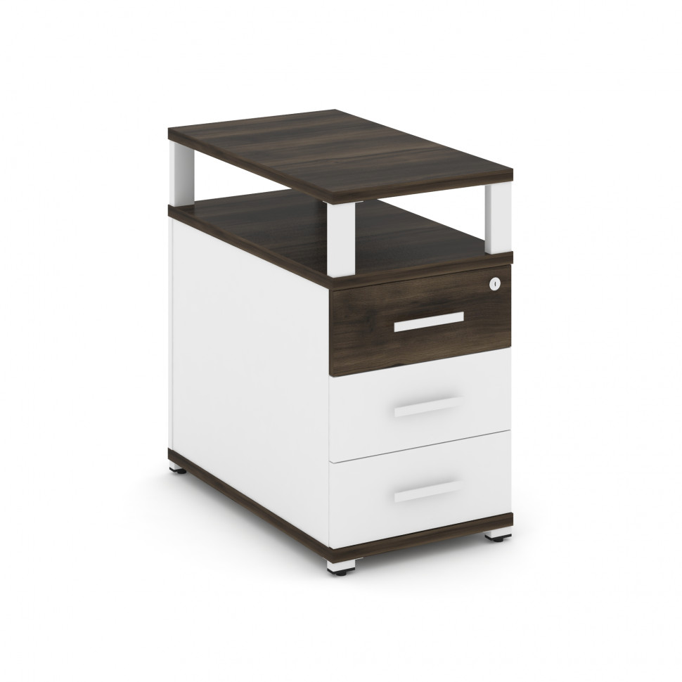 Concept Тумба приставная 3 ящ. с надставкой CN.TGP-001 W Дуб Мали/Белый Бриллиант/Металл Белый 420*7