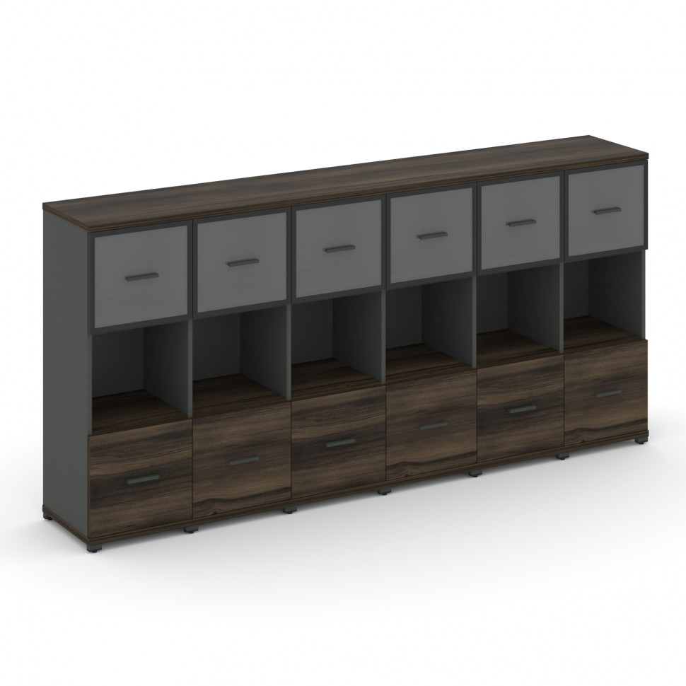 Concept Шкаф 6 узких секций, 3 ниши CN.STU-365 RPB A Дуб Мали/Антрацит/Металл Антрацит/Прозрачный 25