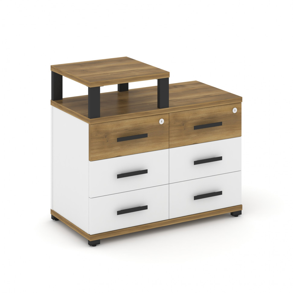 Concept Тумба приставная широкая 6 ящ. с надставкой узкой CN.TSP-008 B Сандал Янтарный/Белый Бриллиа