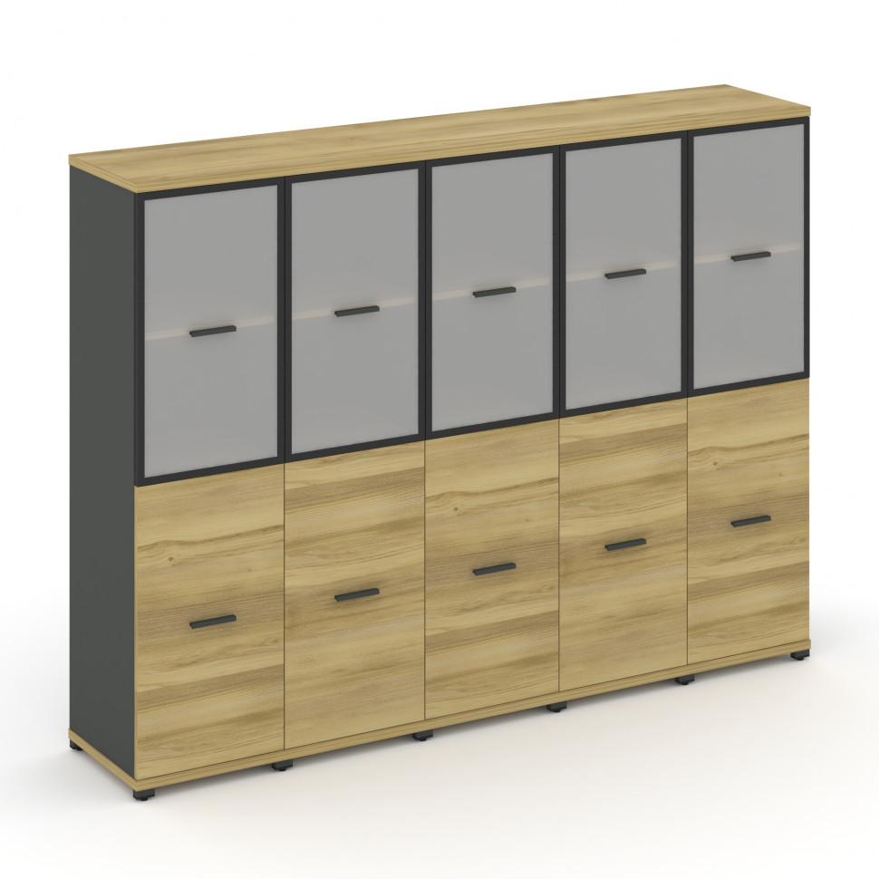 Concept Шкаф 5 узких секций, 4 ниши CN.STU-452 RMB A Дуб Винченцо/Антрацит/Металл Антрацит/Сатин 208