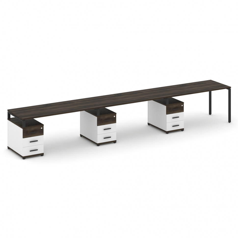 Concept Рабочая станция 3 места с 3 опорными тумбами CN.ORS-344 B Дуб Мали/Белый Бриллиант/Металл Че Concept Рабочая станция 3 места с 3 опорными тумбами CN.ORS-344 B Дуб Мали/Белый Бриллиант/Металл Че