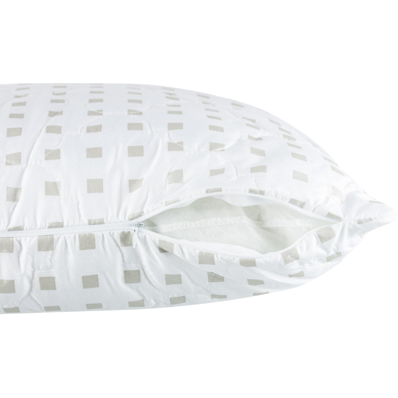 Подушка Luscan 50х70, стеганная, (иск. лебяжий пух/тик ПЭ), белые шашечки