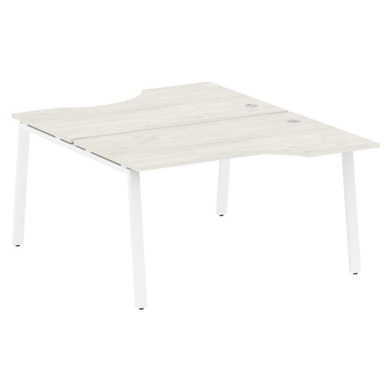 Metal System Рабочая станция криволинейная на А-образном м/к БА.РАС-СА-2.2 Дуб Наварра/Металл Белый