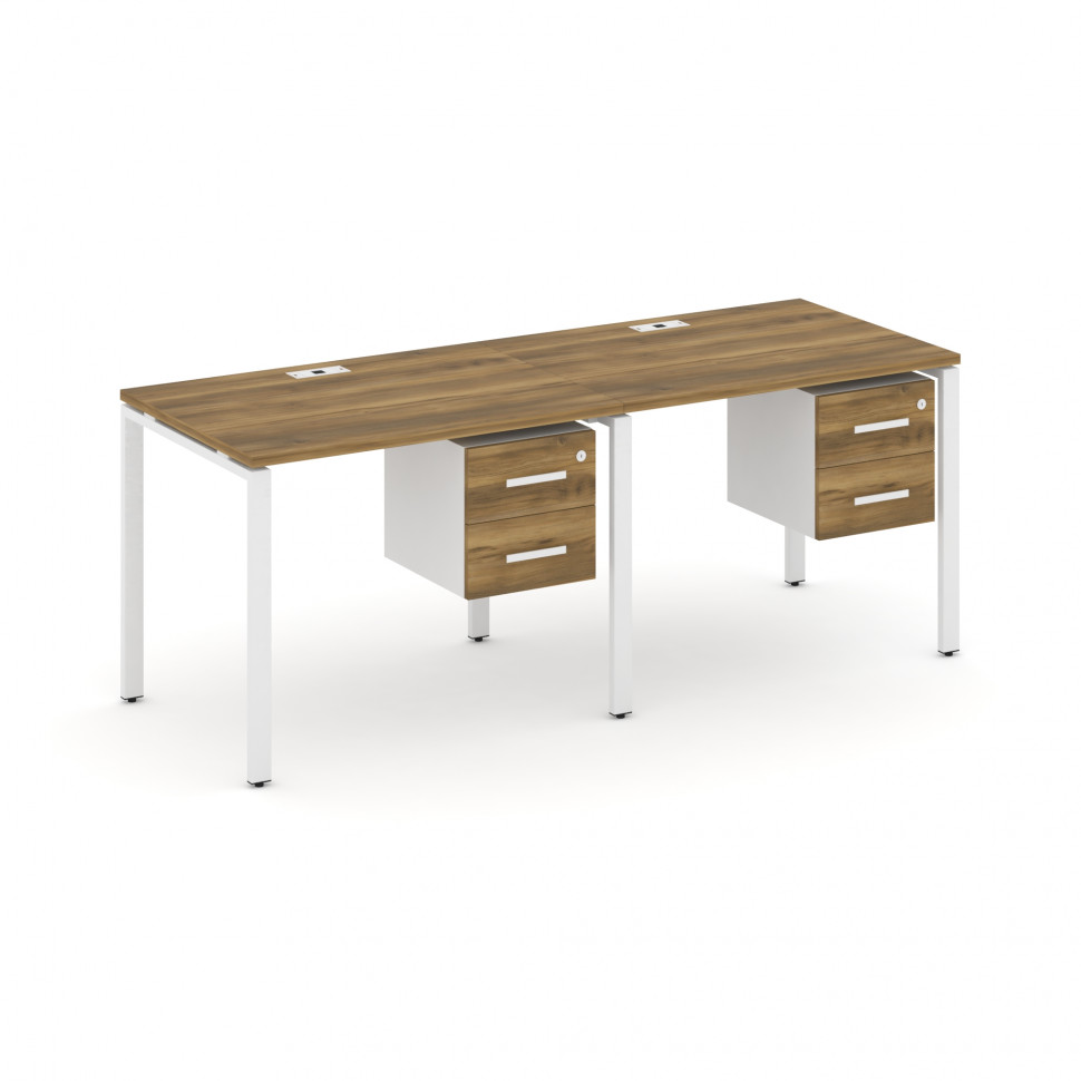 Concept Рабочая станция односторонняя с подвес. тумбами 2 места CN.ORS-113 W Сандал Янтарный/Белый Б