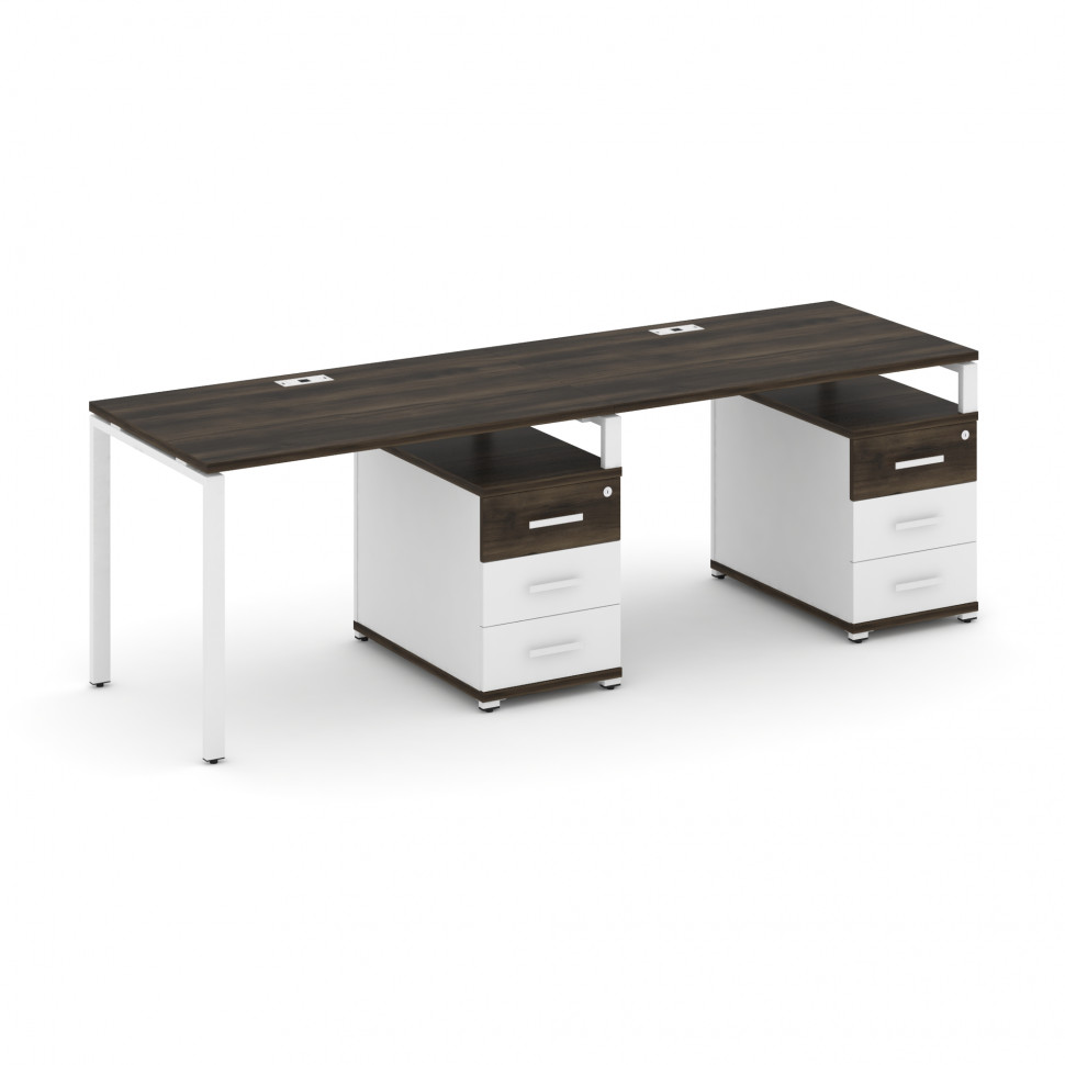 Concept Рабочая станция 2 места с 2 опорными тумбами CN.ORS-310 W Дуб Мали/Белый Бриллиант/Металл Бе Concept Рабочая станция 2 места с 2 опорными тумбами CN.ORS-310 W Дуб Мали/Белый Бриллиант/Металл Бе