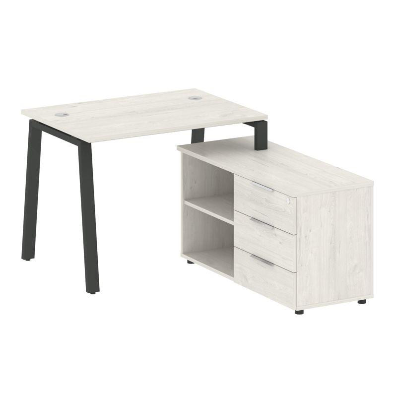 Metal System Рабочая станция с тумбой на А-образном м/к БА.РС-СТС-2.1 (R) Дуб Наварра/Металл Антраци