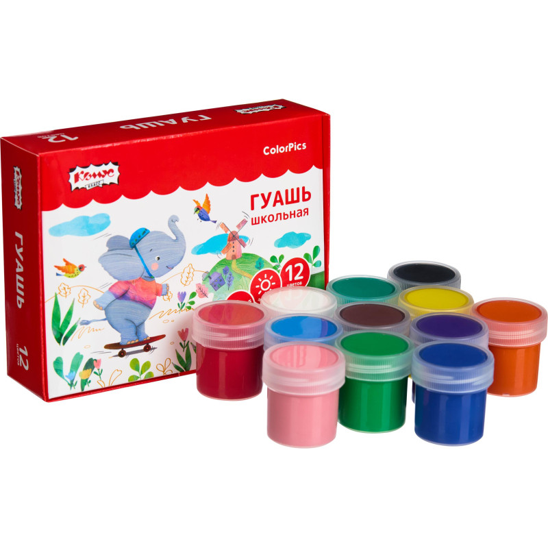 Гуашь №1 School ColorPics набор 12 цв, 20 мл