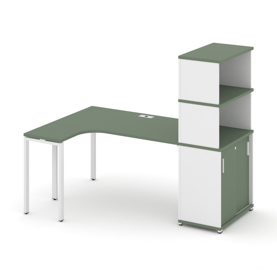 Concept Стол эргономичный с опорным шкафом-купе с надставкой выс. CN.SA-221(L) W Кобо/Белый Бриллиа Concept Стол эргономичный с опорным шкафом-купе с надставкой выс. CN.SA-221(L) W Кобо/Белый Бриллиа