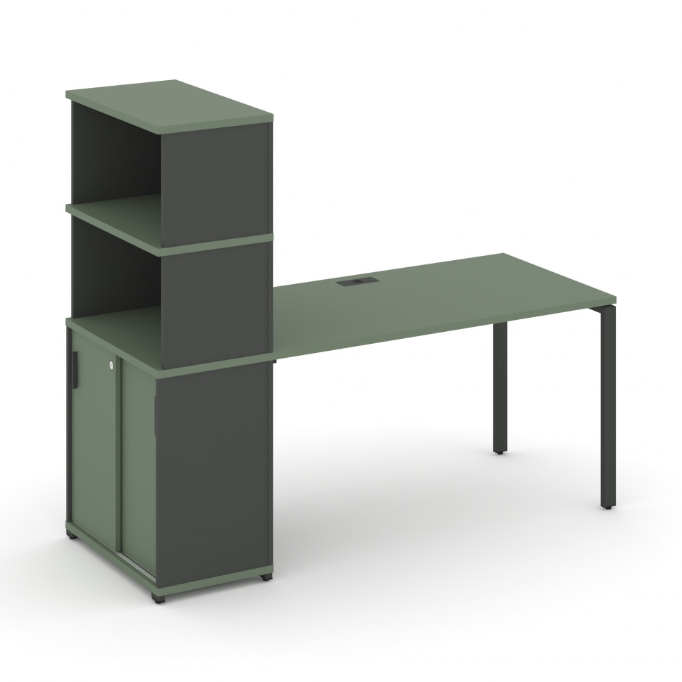 Concept Стол рабочий с опорным шкафом-купе с надставкой выс. CN.SP-242 A Кобо/Антрацит/Металл Антрац Concept Стол рабочий с опорным шкафом-купе с надставкой выс. CN.SP-242 A Кобо/Антрацит/Металл Антрац