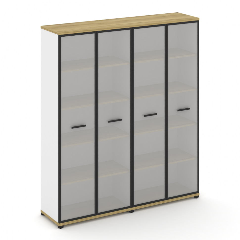 Concept Шкаф 2 широкие секции, 5 ниш CN.STS-528 RMB B Дуб Винченцо/Белый Бриллиант/Металл Черный/Сат