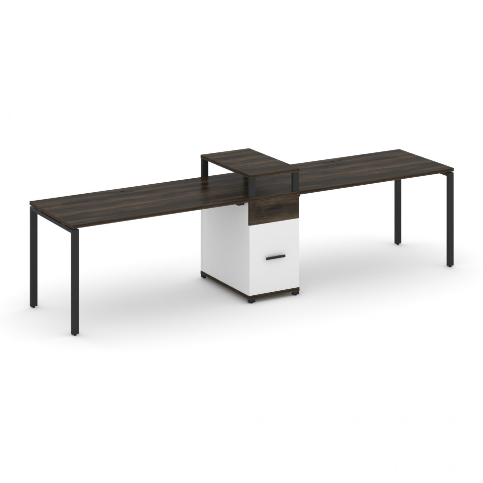 Concept Рабочая станция 2 места с 1 опорной тумбой CN.ORS-423 B Дуб Мали/Белый Бриллиант/Металл Черн