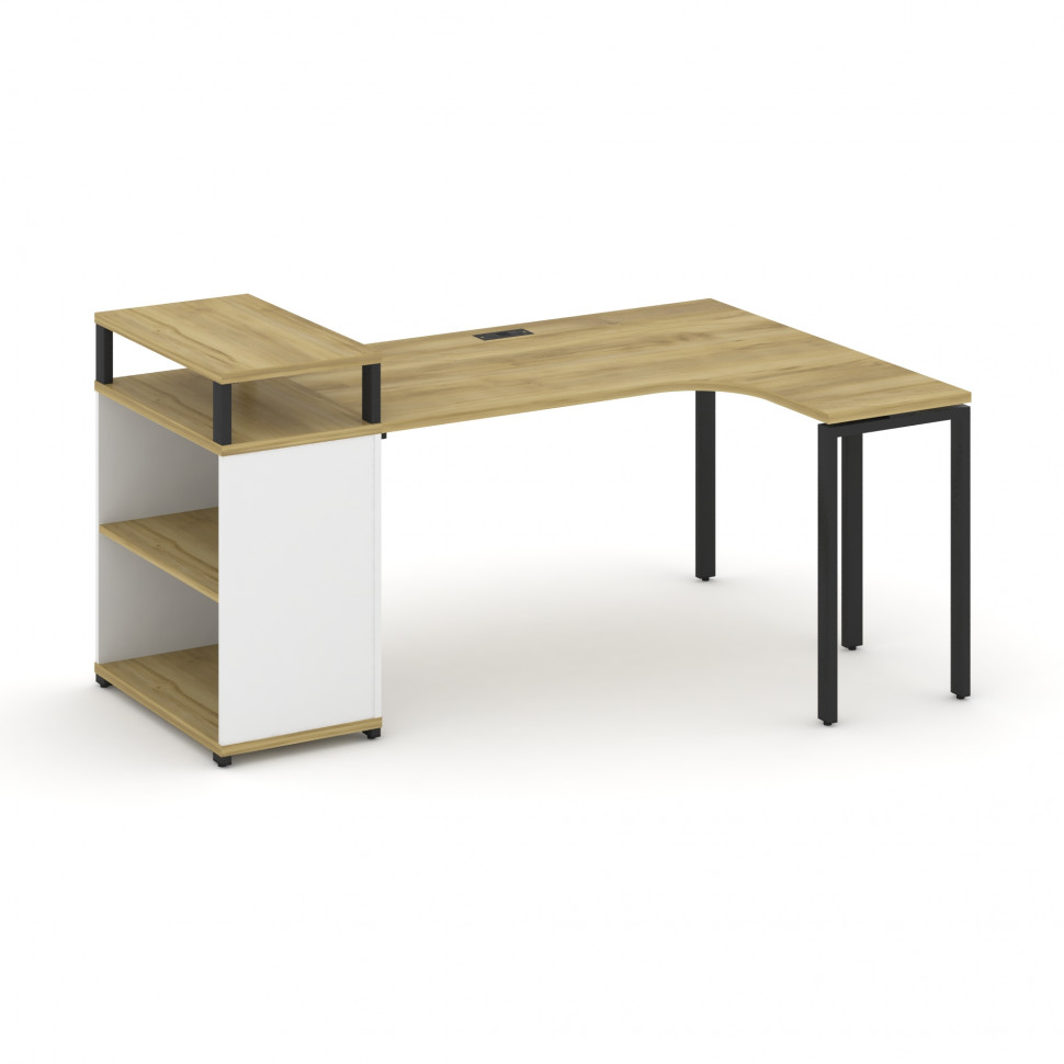 Concept Стол эргономичный с опорным стеллажом с верх. горизонтом CN.SA-203(R) Дуб Винченцо/Белый Бри Concept Стол эргономичный с опорным стеллажом с верх. горизонтом CN.SA-203(R) Дуб Винченцо/Белый Бри