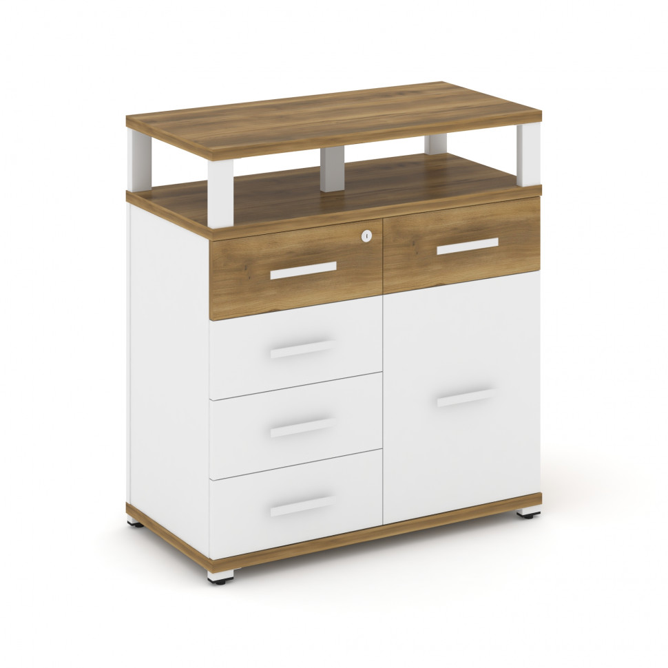 Concept Тумба приставная широкая 5 ящ.+1 распаш. фасад с надставкой широкой CN.TSP-018 W Сандал Янта