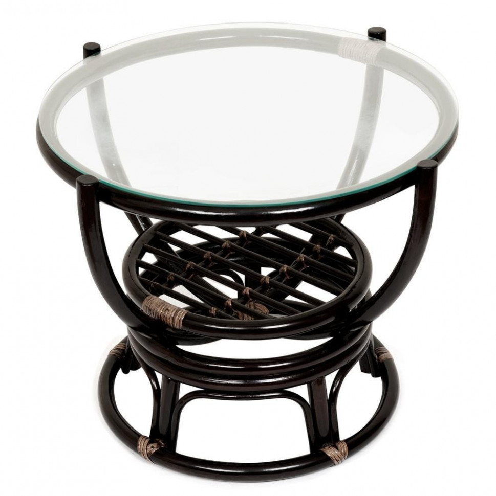 Столик журнальный со стеклом "BENOA" 5005 Antique brown (античный черно-коричневый)