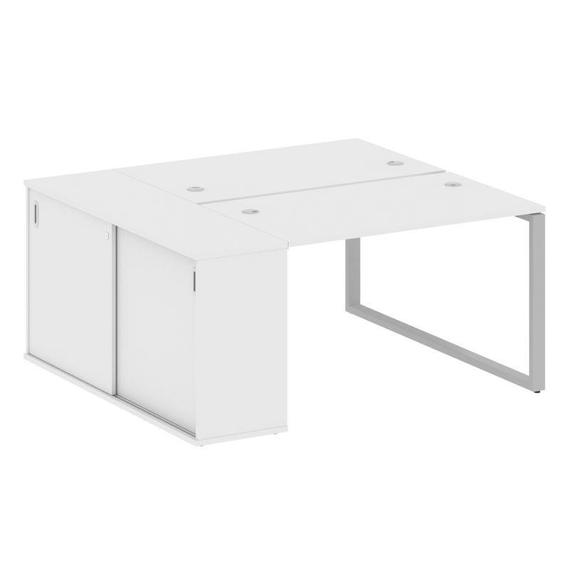 Metal System Рабочая станция с шкафом-купе на О-образном м/к БО.РС-СШК-1.2 Т Белый/Металл Серый 1610