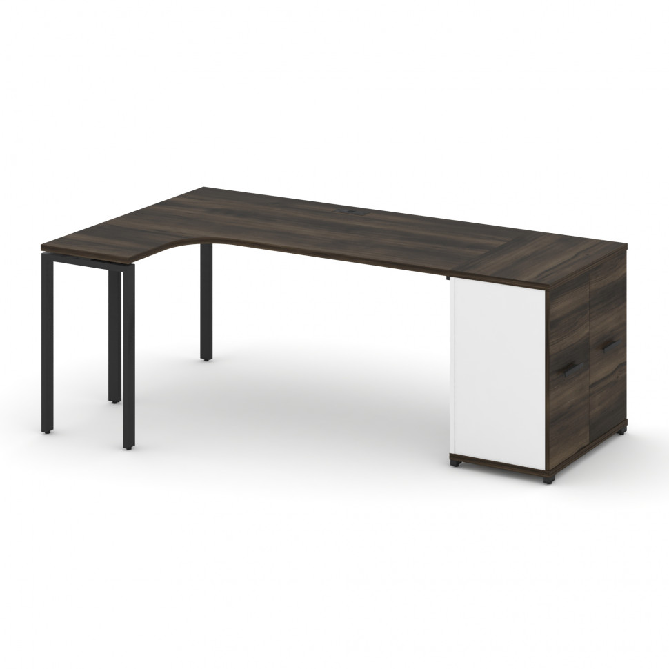 Concept Стол эргономичный с опорным распаш. шкафом CN.SA-210(L) B Дуб Мали/Белый Бриллиант/Металл Че Concept Стол эргономичный с опорным распаш. шкафом CN.SA-210(L) B Дуб Мали/Белый Бриллиант/Металл Че