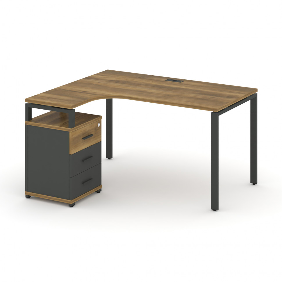 Concept Стол эргономичный с опорной тумбой CN.SA-307(L) A Сандал Янтарный/Антрацит/Металл Антрацит 1