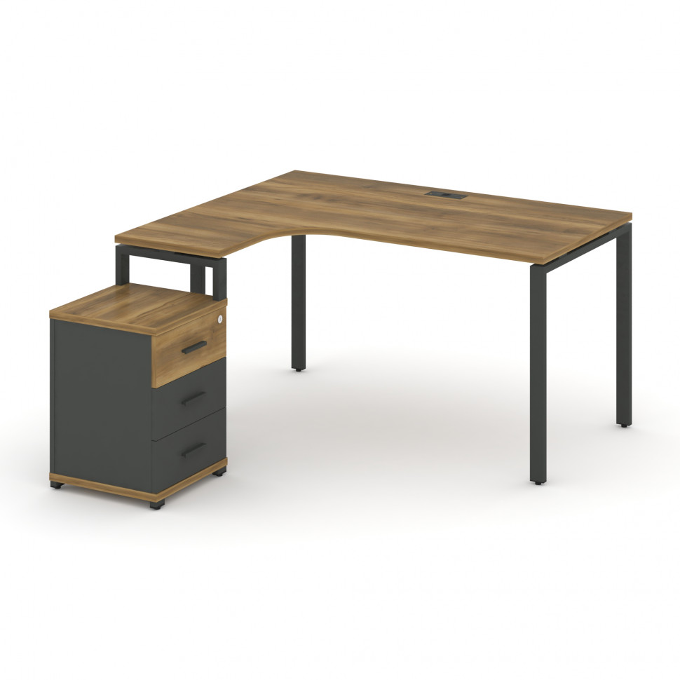 Concept Стол эргономичный с опорной тумбой CN.SA-307(L) A Сандал Янтарный/Антрацит/Металл Антрацит 1