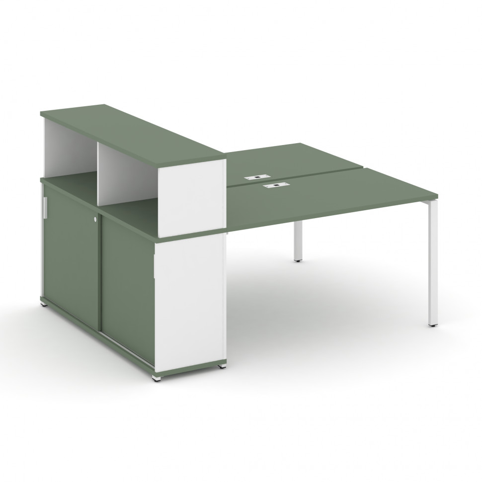 Concept Рабочая станция с опорным шкафом-купе с надставкой низ. CN.DRS-240 W Кобо/Белый Бриллиант/Ме