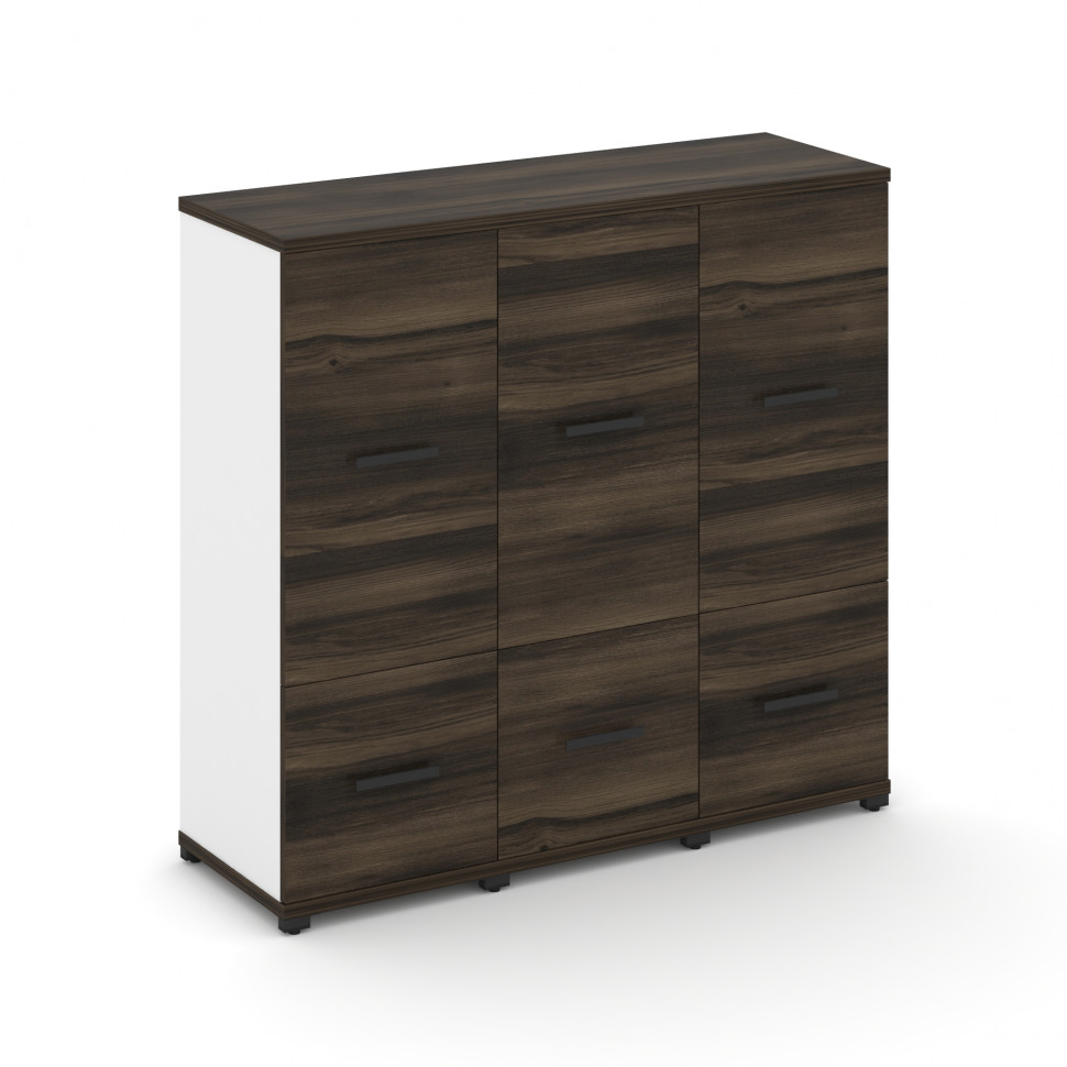 Concept Шкаф 3 узкие секции, 3 ниши CN.STU-332 B Дуб Мали/Белый Бриллиант/Металл Черный 1252*420*118