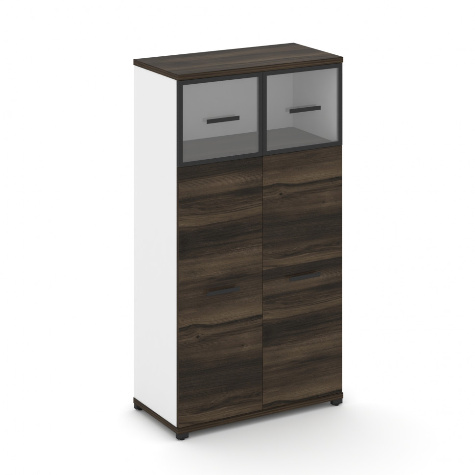 Concept Шкаф 1 широкая секция, 4 ниши CN.STS-414 RPB B Дуб Мали/Белый Бриллиант/Металл Черный/Прозра