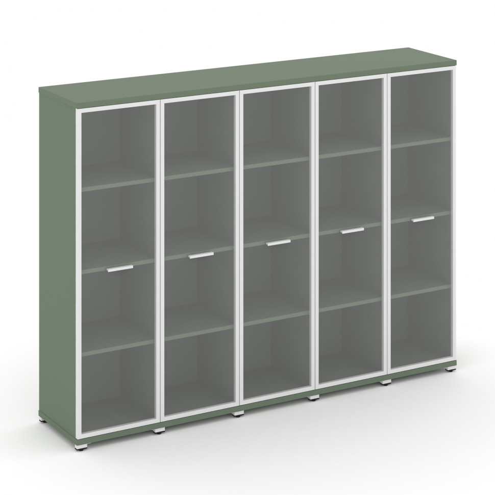 Concept Шкаф 5 узких секций, 4 ниши CN.STU-456 RPW W Кобо/Металл Белый/Прозрачный 2084*420*1554