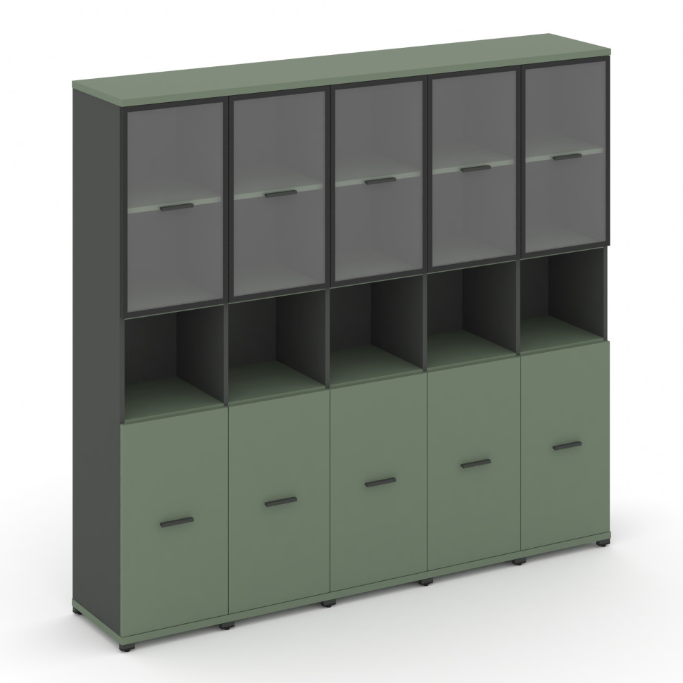 Concept Шкаф 5 узких секции, 5 ниш CN.STU-553 RPB A Кобо/Антрацит/Металл Антрацит/Прозрачный 2084*42