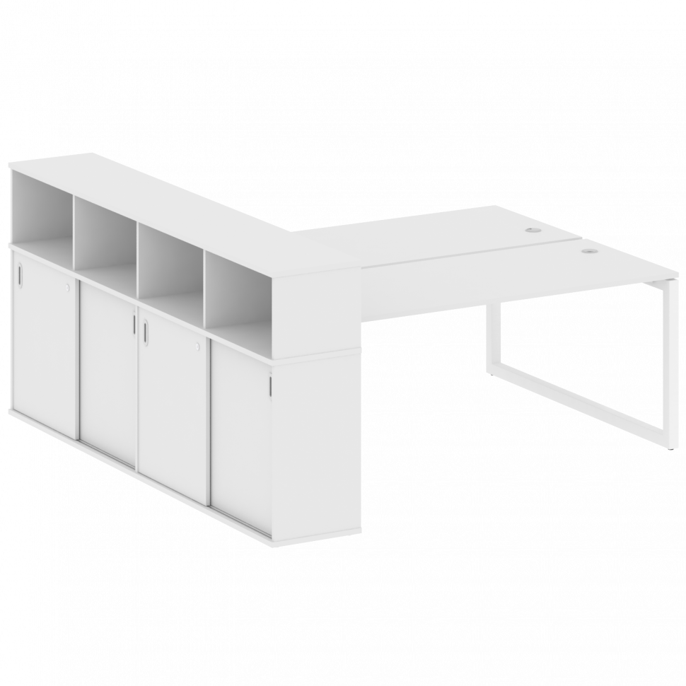 Metal System Quattro Рабочая станция с шкафом-купе на О-образном м/к 50БО.РС-СШК-4.5 Т Белый/Металл