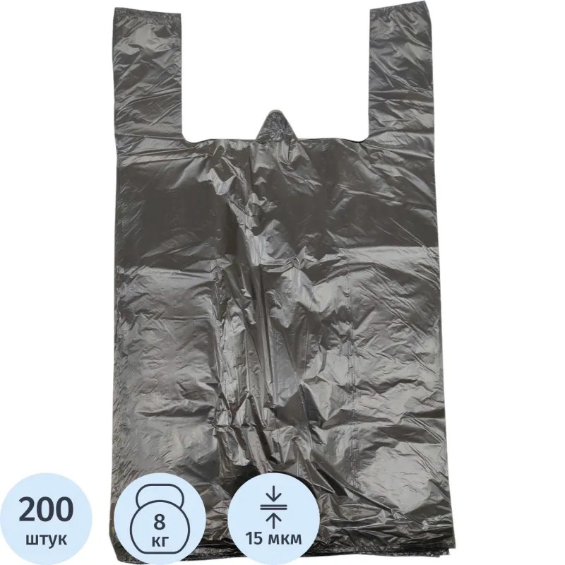 Пакет-майка ПНД 38+20х68 15 мкм 200 шт./уп, черный