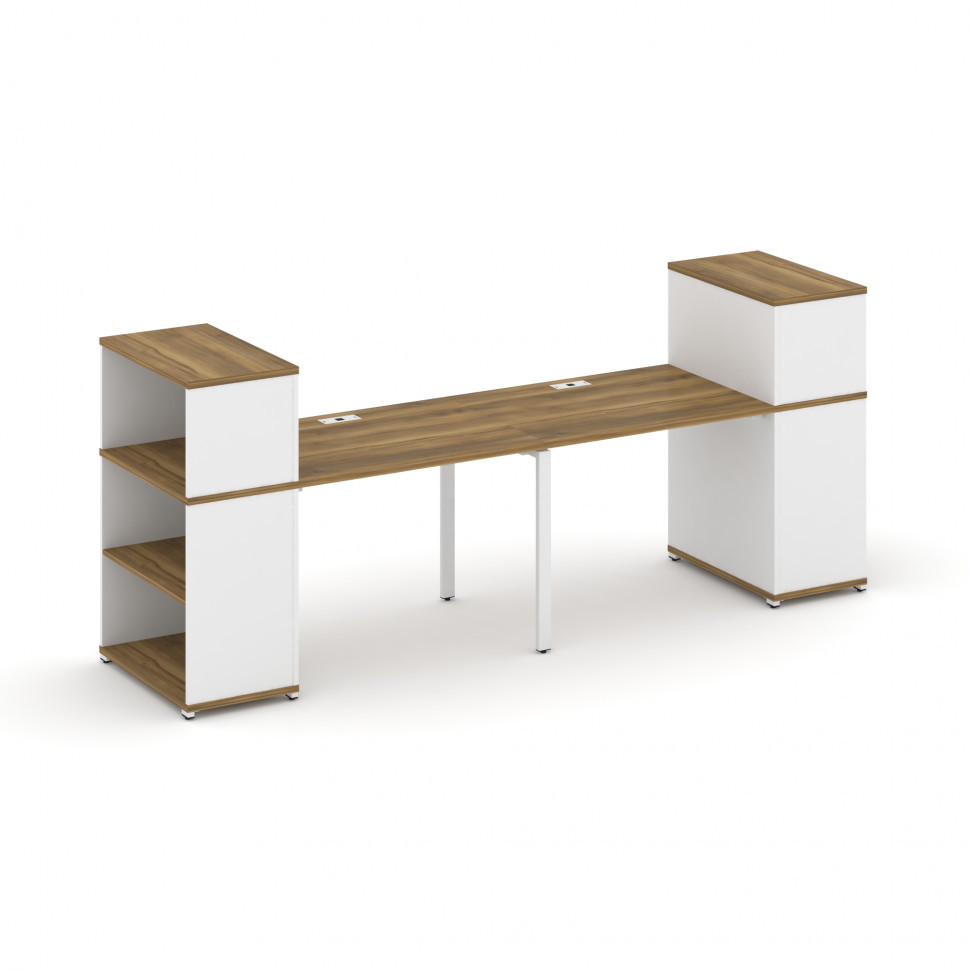 Concept Рабочая станция с опорными стеллажами с надставкой низ. CN.ORS-209 Сандал Янтарный/Белый Бри