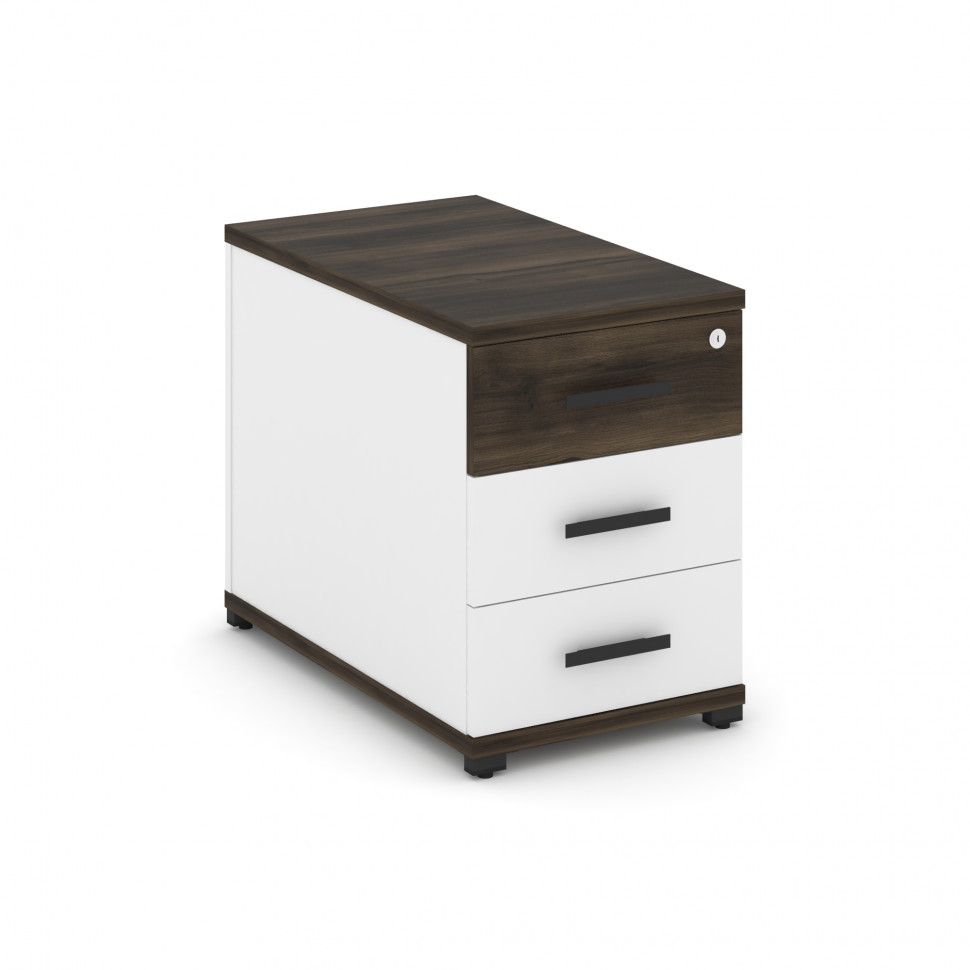 Concept Тумба опорная/приставная 3 ящ.  CN.TGO-001 B Дуб Мали/Белый Бриллиант/Металл Черный 420*720*