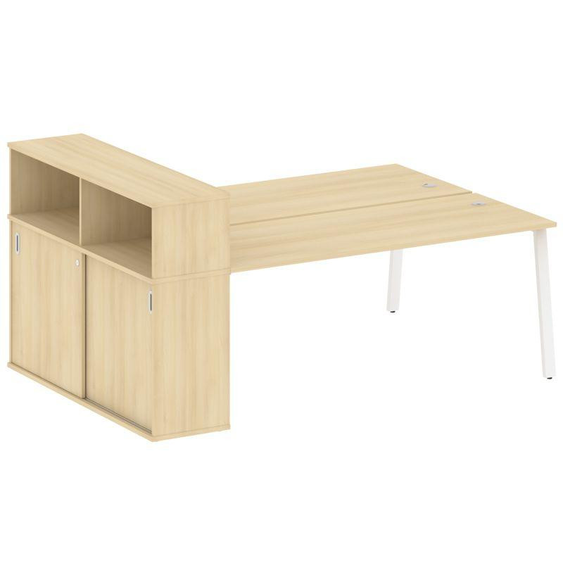 Metal System Рабочая станция с шкафом-купе на А-образном м/к БА.РС-СШК-2.5 Т Акация Лорка/Металл Бел