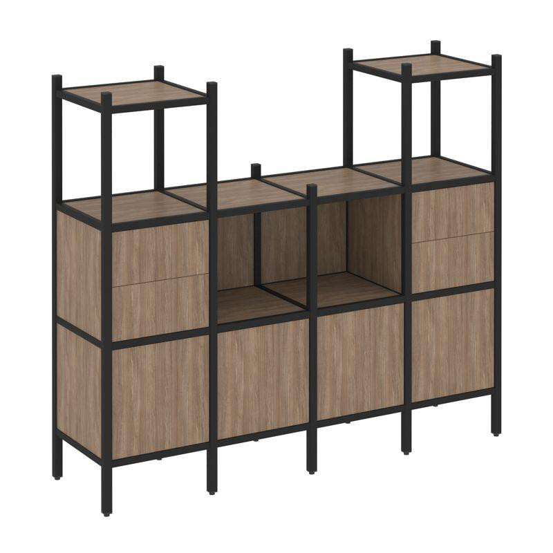 Loft Прямой стеллаж VR.L-14 Дуб Аризона/Металл Черный 1694*446*1458 Loft Прямой стеллаж VR.L-14 Дуб Аризона/Металл Черный 1694*446*1458