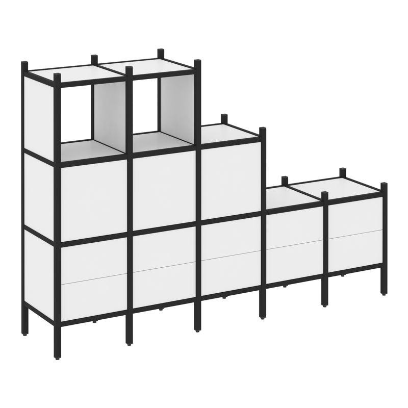 Loft Прямой стеллаж VR.L-19 Белый Бриллиант/Металл Черный 2110*446*1458