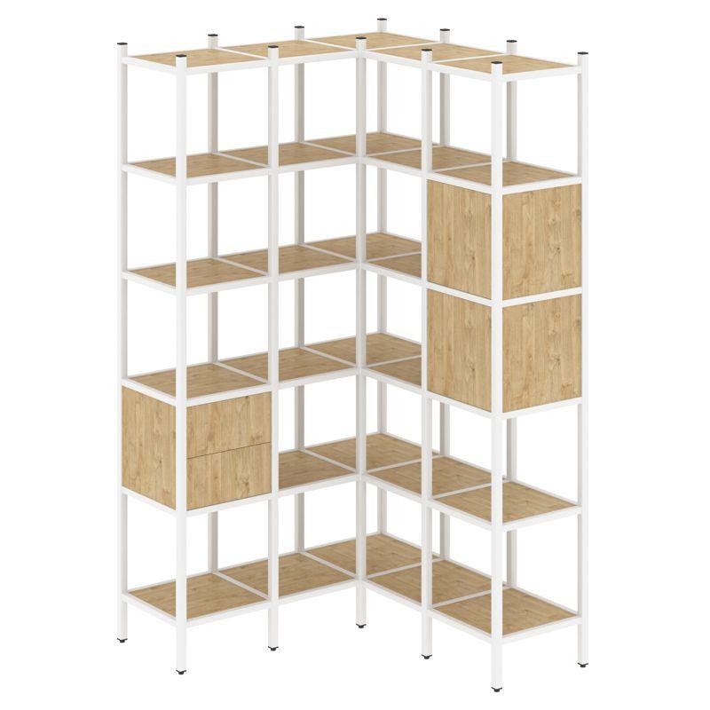 Loft Угловой внутренний стеллаж VR.L-34 Тиквуд Светлый/Металл Белый 1278*1278*2280 Loft Угловой внутренний стеллаж VR.L-34 Тиквуд Светлый/Металл Белый 1278*1278*2280