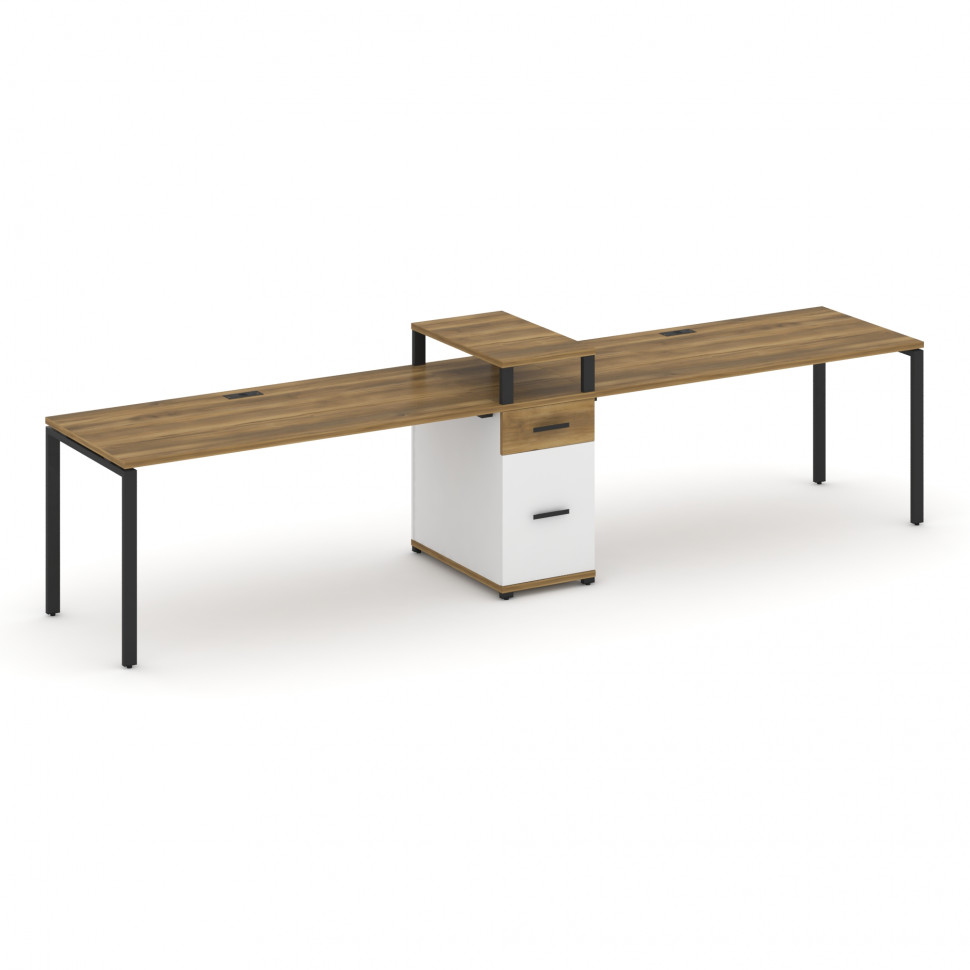 Concept Рабочая станция 2 места с 1 опорной тумбой CN.ORS-424 B Сандал Янтарный/Белый Бриллиант/Мета