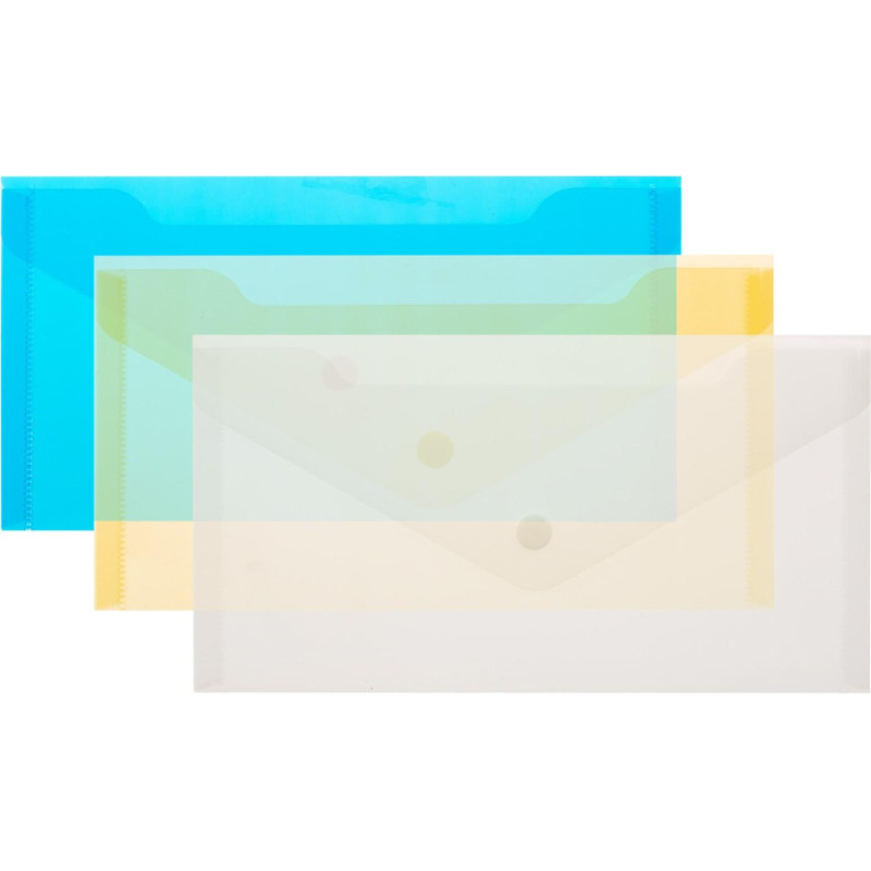 Папка-конверт на кнопке С6 224x119мм, 180мкм, Attache ассорти, 10шт.уп