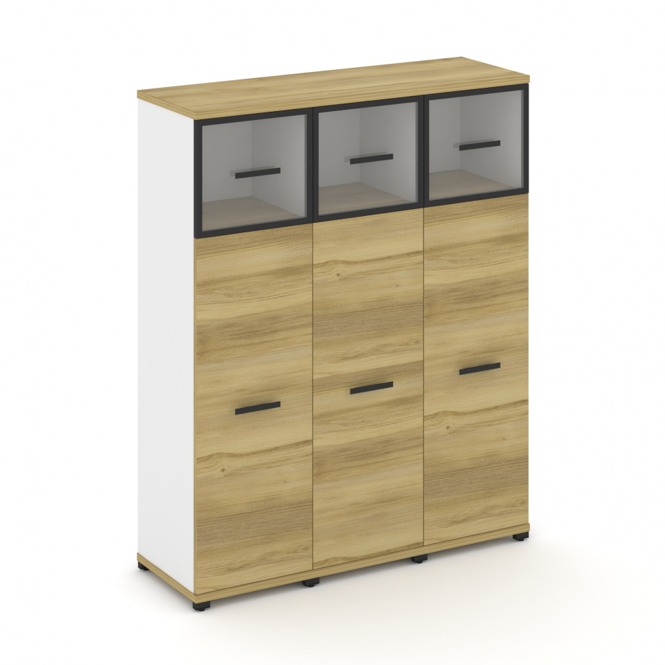 Concept Шкаф 3 узкие секции, 4 ниши CN.STU-434 RPB B Дуб Винченцо/Белый Бриллиант/Металл Черный/Проз