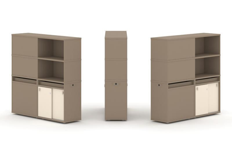 Estetica Набор №20. Тумба двойная+высокая надставка ES.NB.2V-20 Латте/Сатин 1500*410*1520