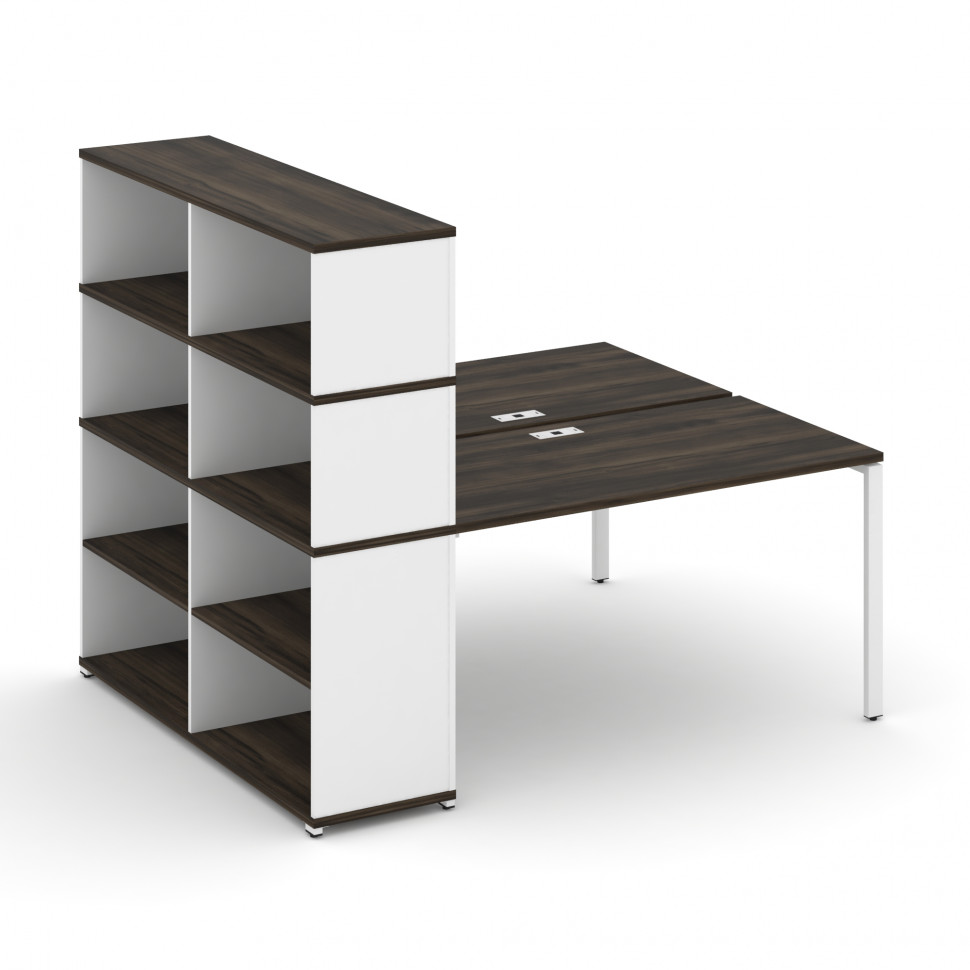 Concept Рабочая станция с опорным стеллажом с надставкой выс. CN.DRS-215 Дуб Мали/Белый Бриллиант/Ме