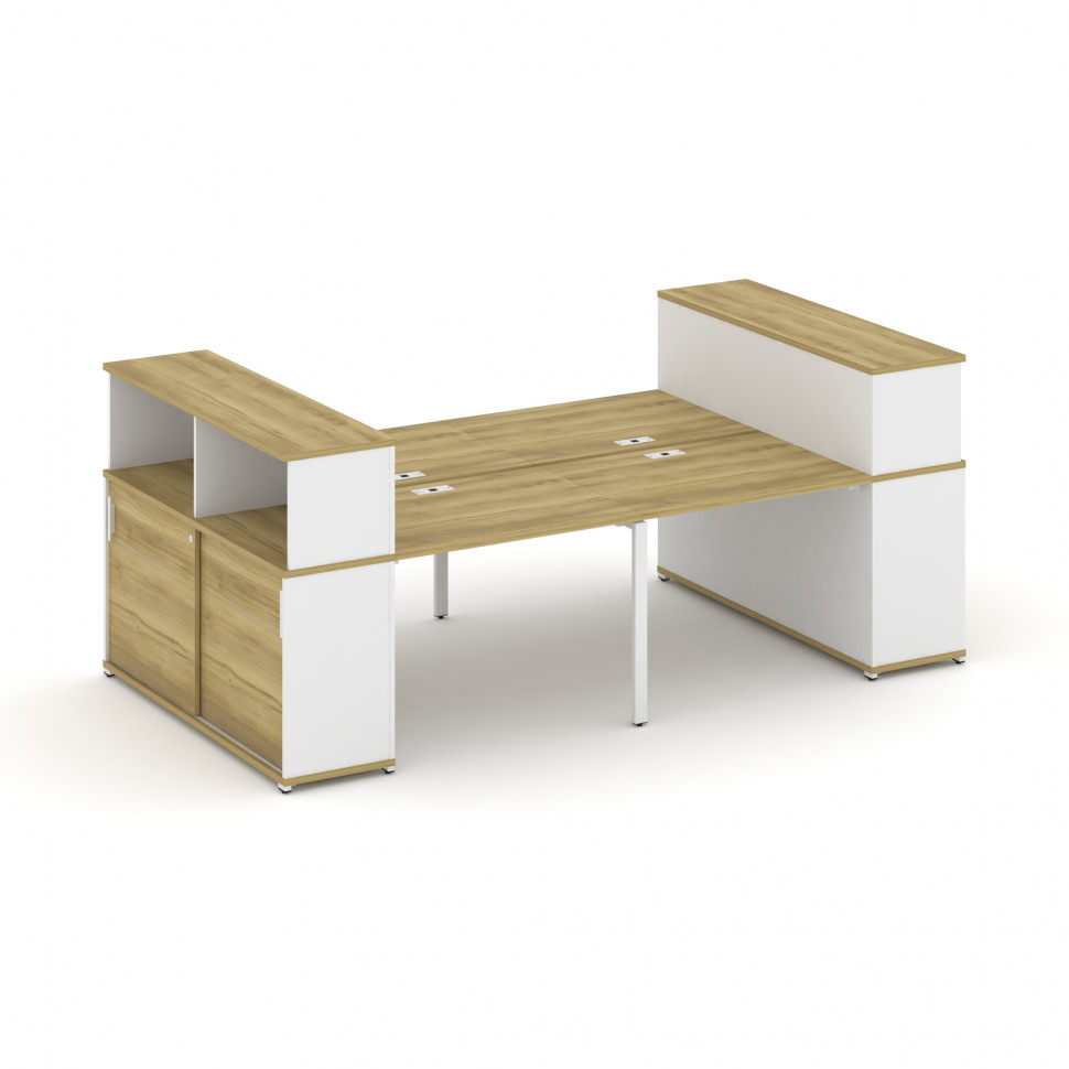 Concept Рабочая станция с опорными шкафами-купе с надставкой низ. CN.DRS-281 W Дуб Винченцо/Белый Бр