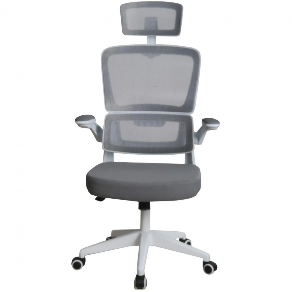 Кресло GRAMBER C16, серое+белый пластик