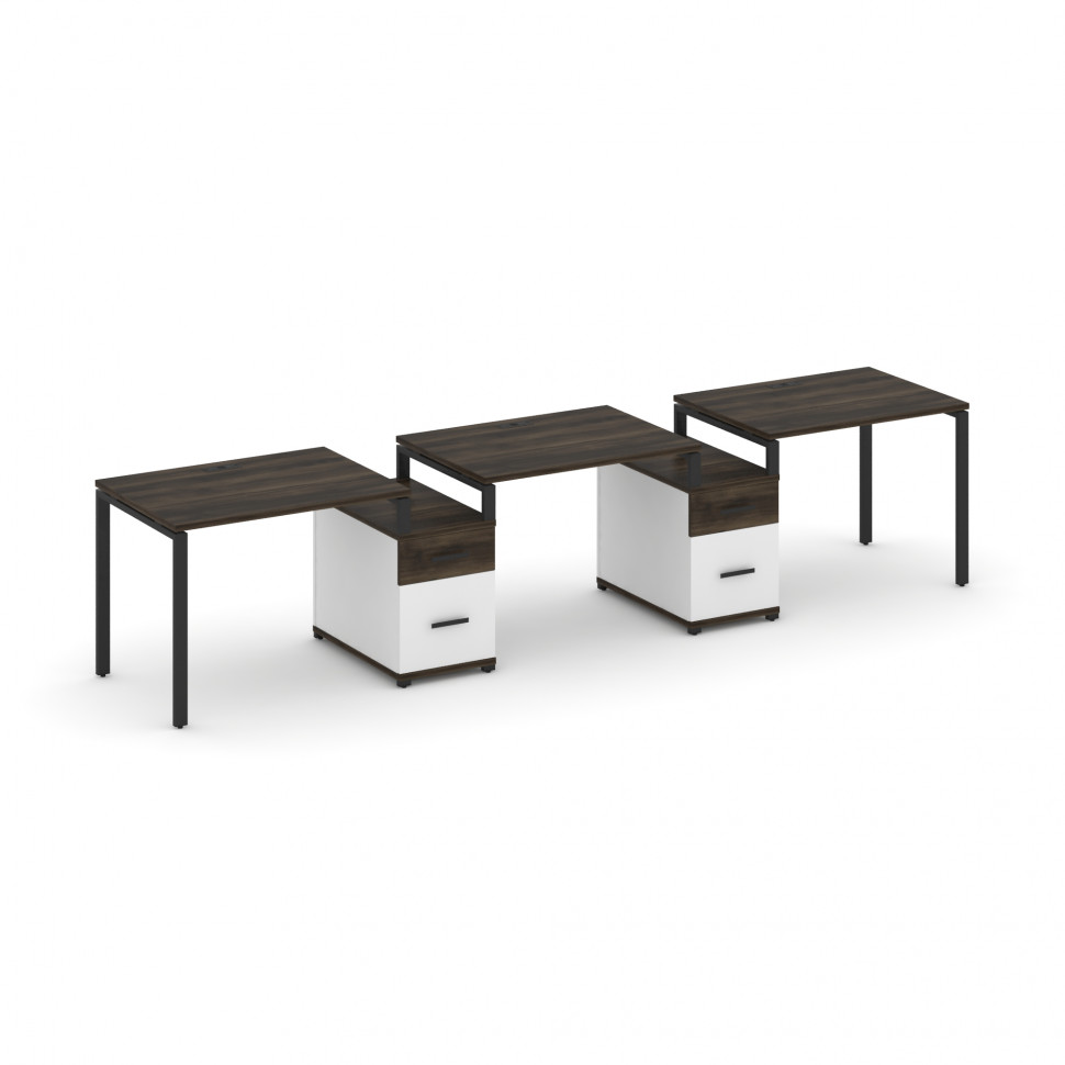 Concept Рабочая станция 3 места с 2 опорными тумбами CN.ORS-329 B Дуб Мали/Белый Бриллиант/Металл Че