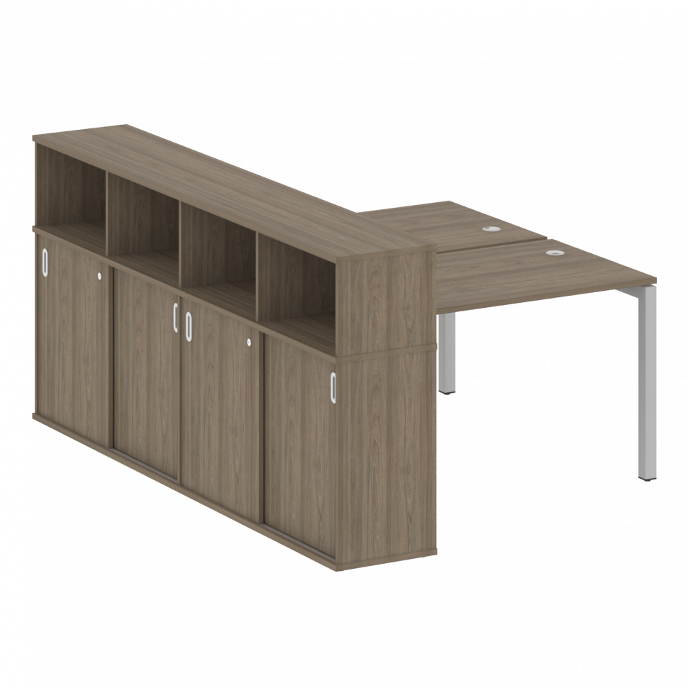 Metal System Quattro Рабочая станция с шкафом-купе на П-образном м/к 50БП.РС-СШК-4.2 Т Вяз Благородн