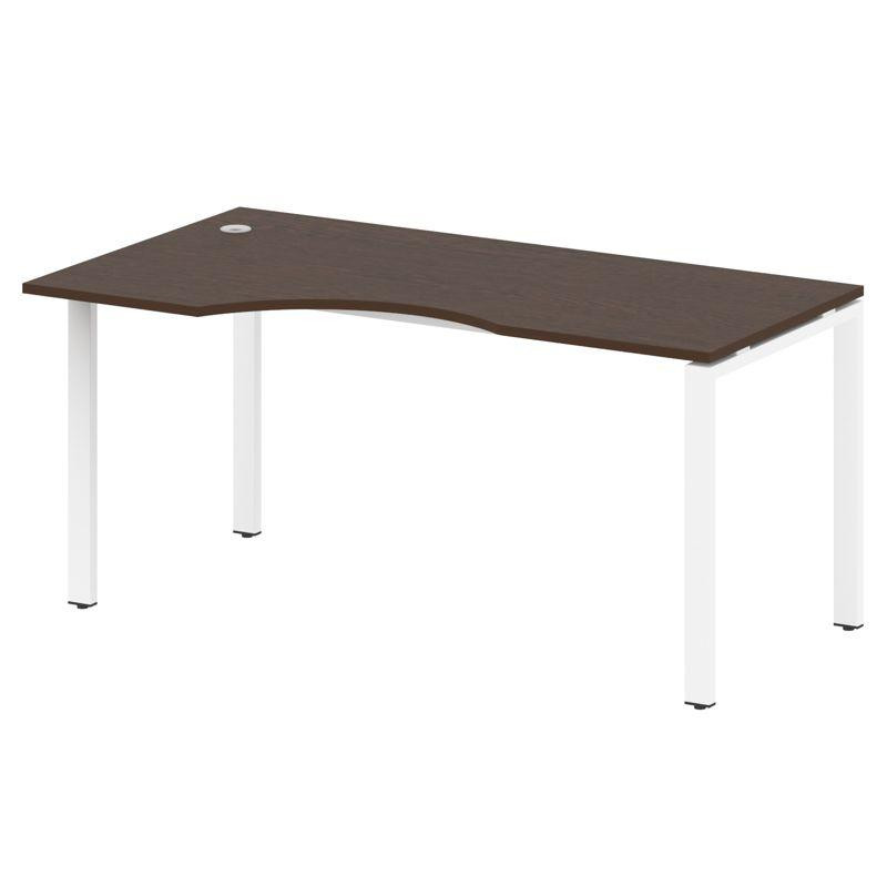 Metal System Стол криволинейный левый на П-образном м/к БП.СА-1 (L) Венге Цаво/Металл Белый 1600*900