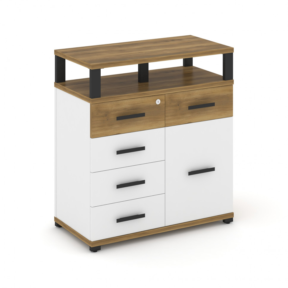 Concept Тумба приставная широкая 5 ящ.+1 распаш. фасад с надставкой широкой CN.TSP-018 B Сандал Янта