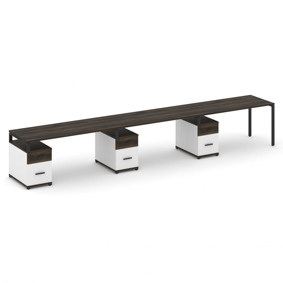 Concept Рабочая станция 3 места с 3 опорными тумбами CN.ORS-348 B Дуб Мали/Белый Бриллиант/Металл Че Concept Рабочая станция 3 места с 3 опорными тумбами CN.ORS-348 B Дуб Мали/Белый Бриллиант/Металл Че