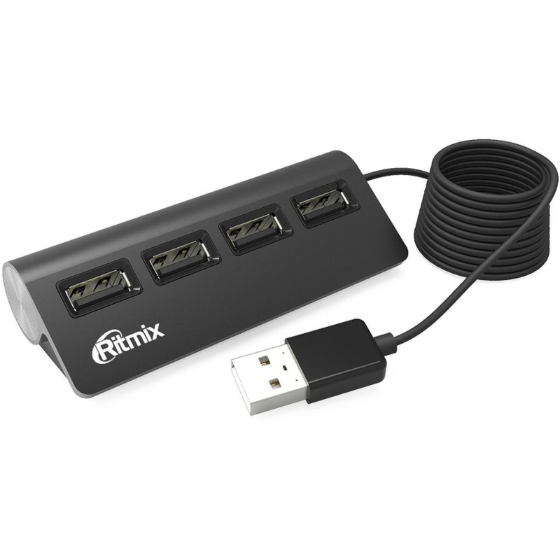 Разветвитель USB Ritmix CR-2400 Black (USB хаб) 4 порта USB (15118095) Разветвитель USB Ritmix CR-2400 Black (USB хаб) 4 порта USB (15118095)
