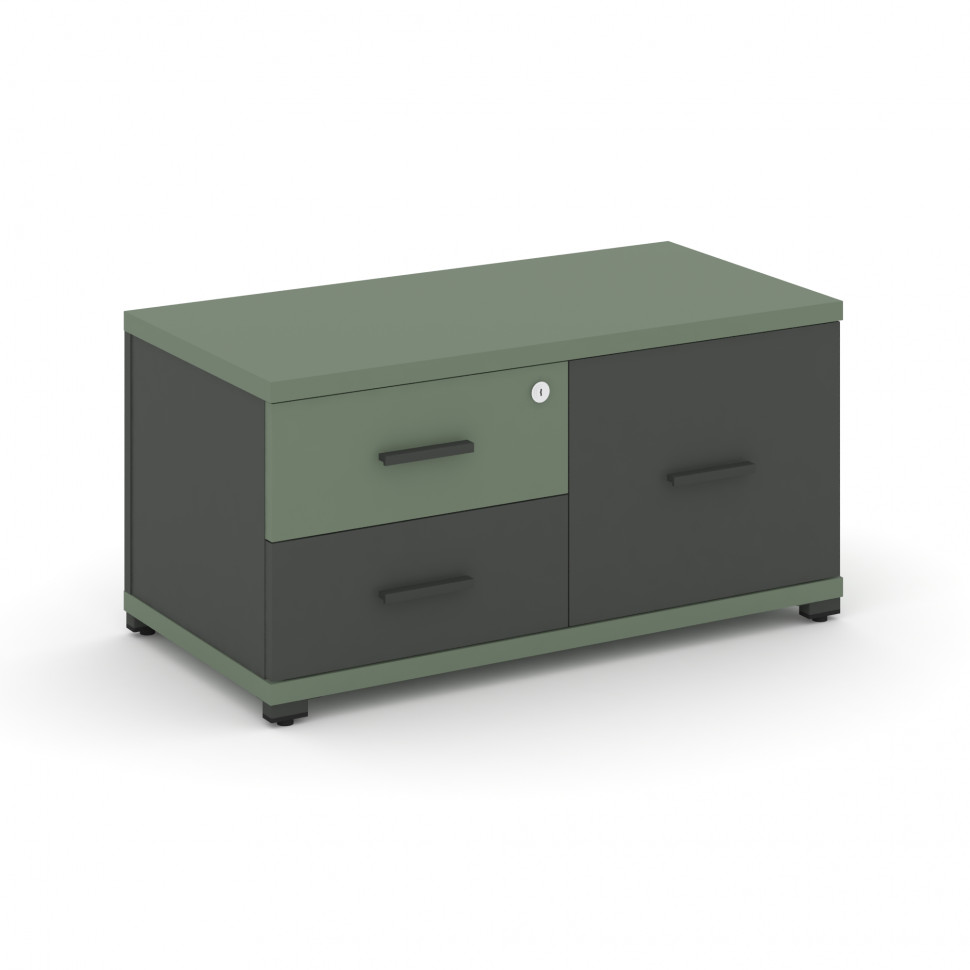 Concept Тумба приставная широкая 2 ящ.+1 распаш. фасад CN.TSP-004 A Кобо/Антрацит/Металл Антрацит 83