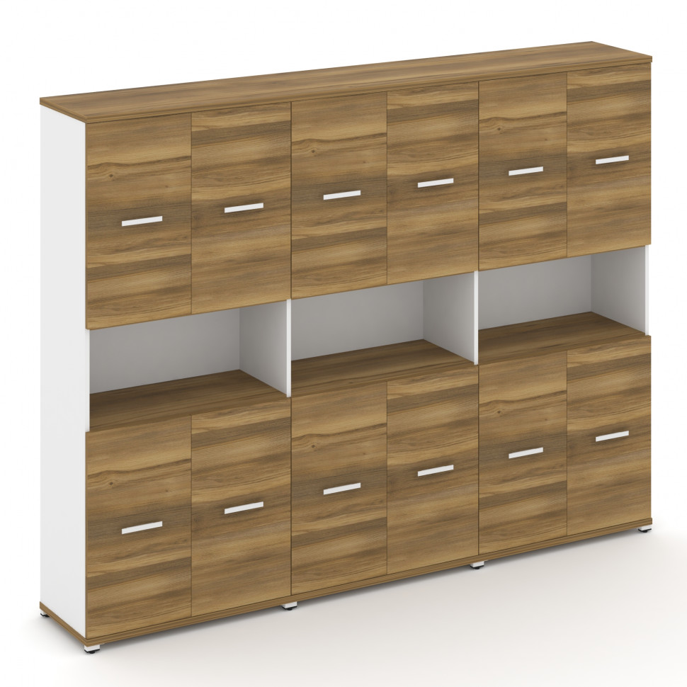 Concept Шкаф 3 широкие секции, 5 ниш CN.STS-533 W Сандал Янтарный/Белый Бриллиант/Металл Белый 2500*